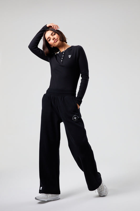 Joy Wide Leg Joggers - Jet Black