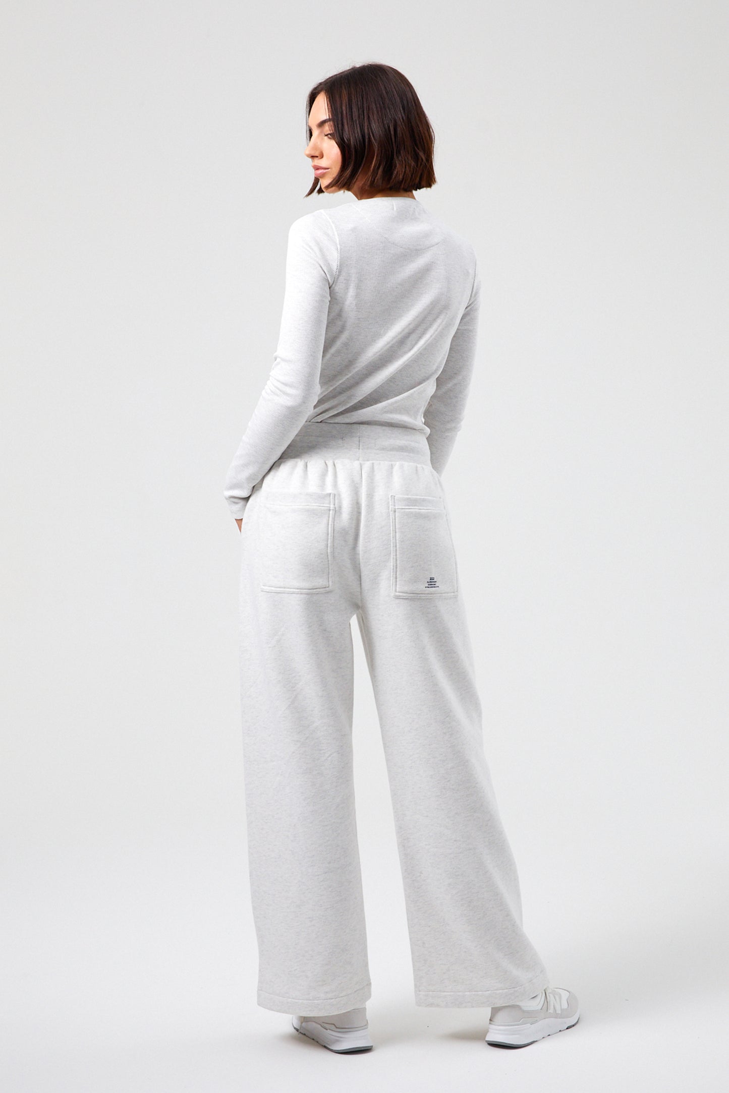Joy Wide Leg Joggers - White Marl