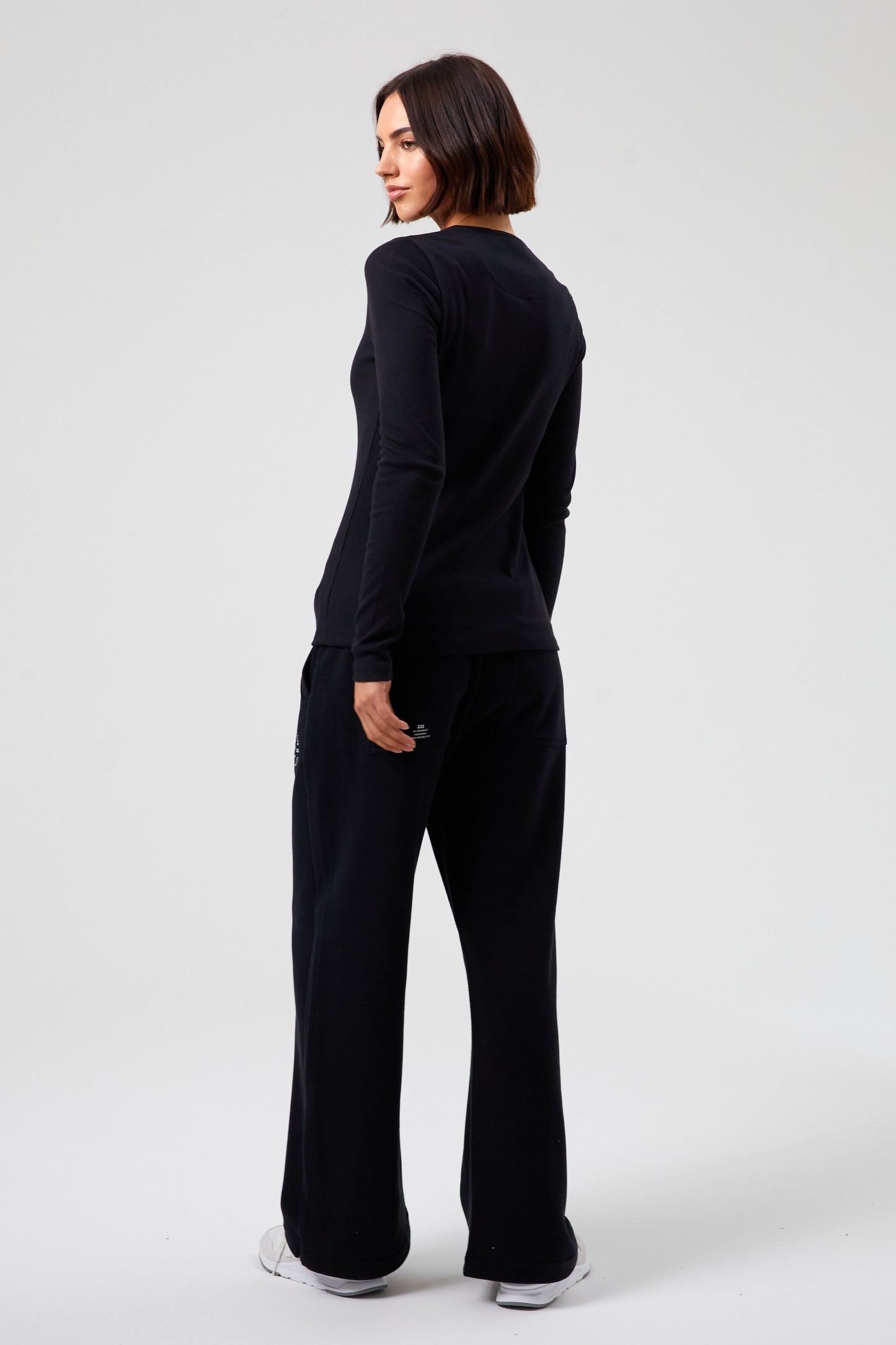 Flower Long Sleeve T-shirt - Jet Black