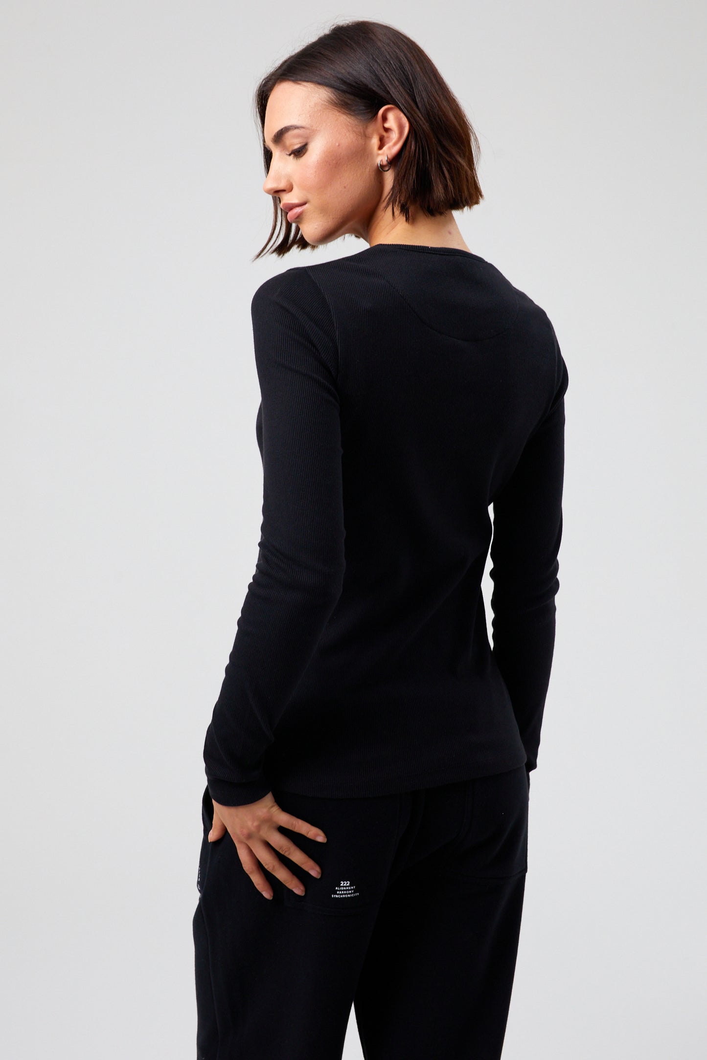 Flower Long Sleeve T-shirt - Jet Black