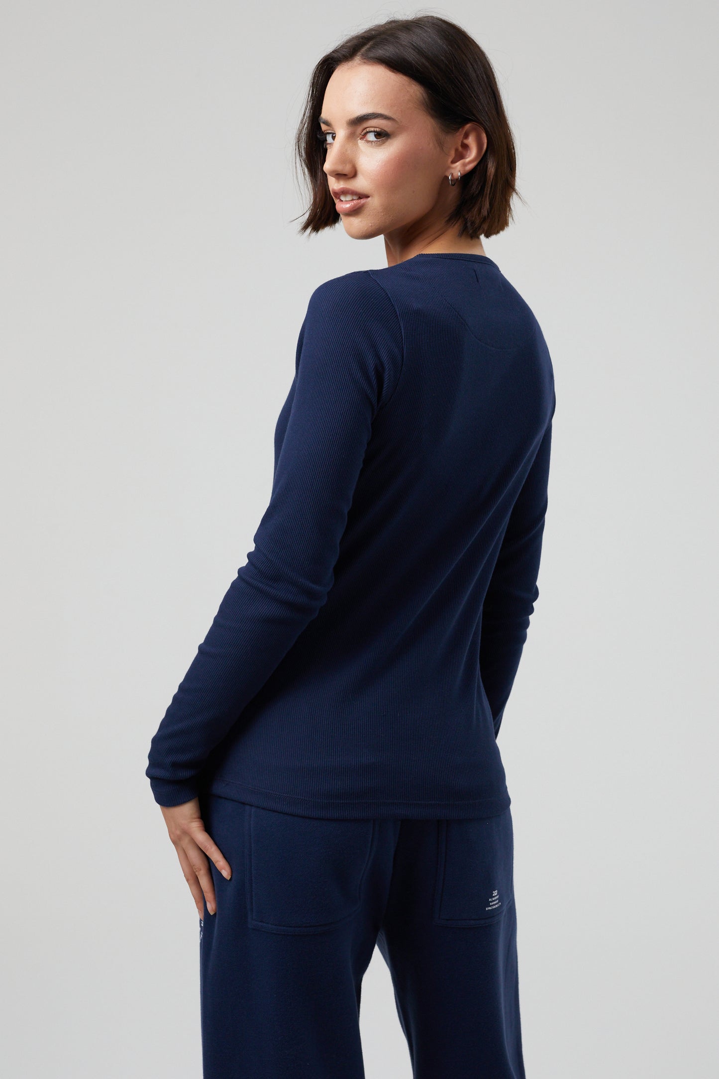 Flower Long Sleeve T-shirt- Midnight Blue