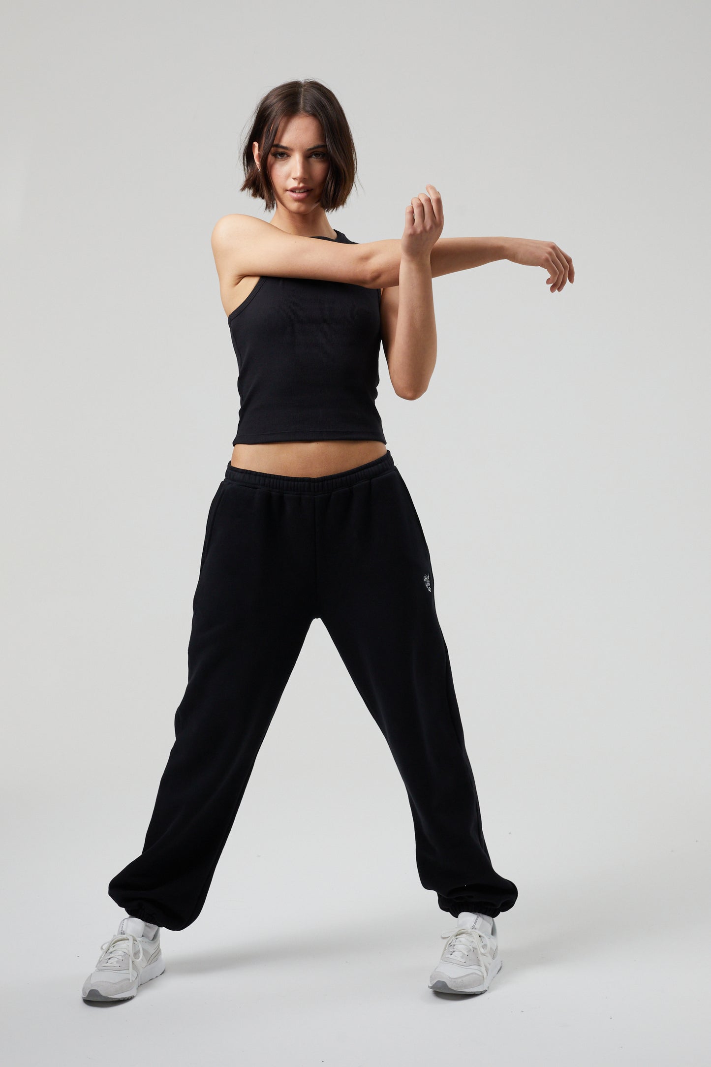 Flower Joggers - Jet Black
