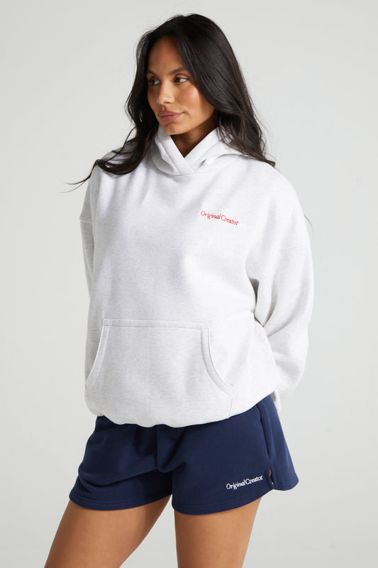Slouchy Hoodie - White Marl
