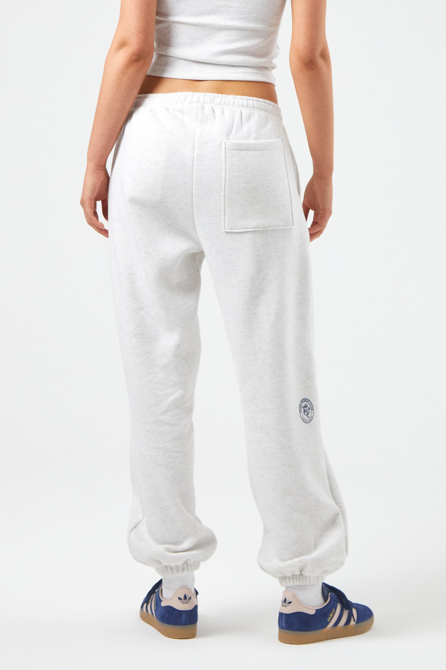 Flower Joggers - White Marl