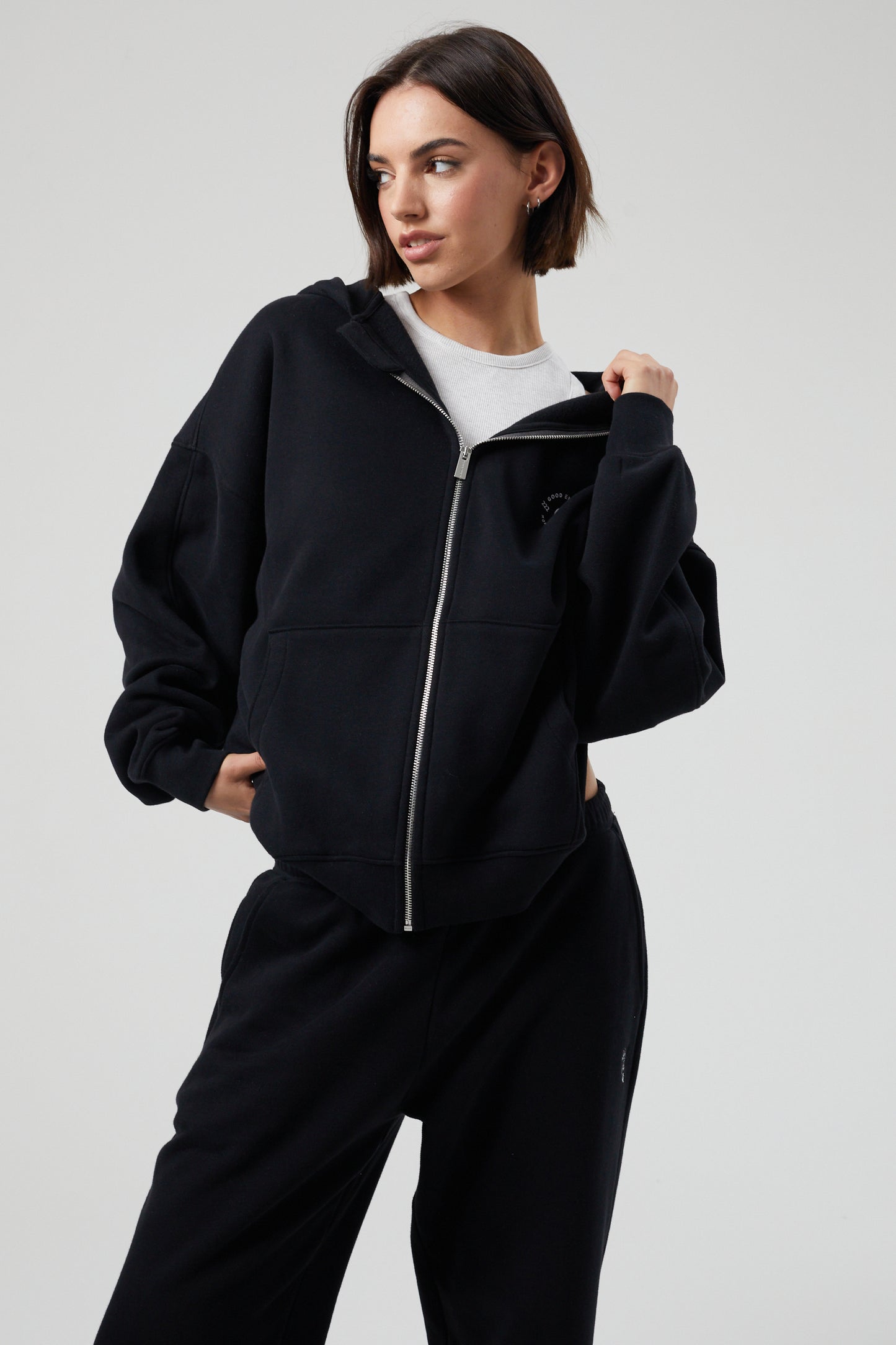 Joy Zip Hoodie - Jet Black