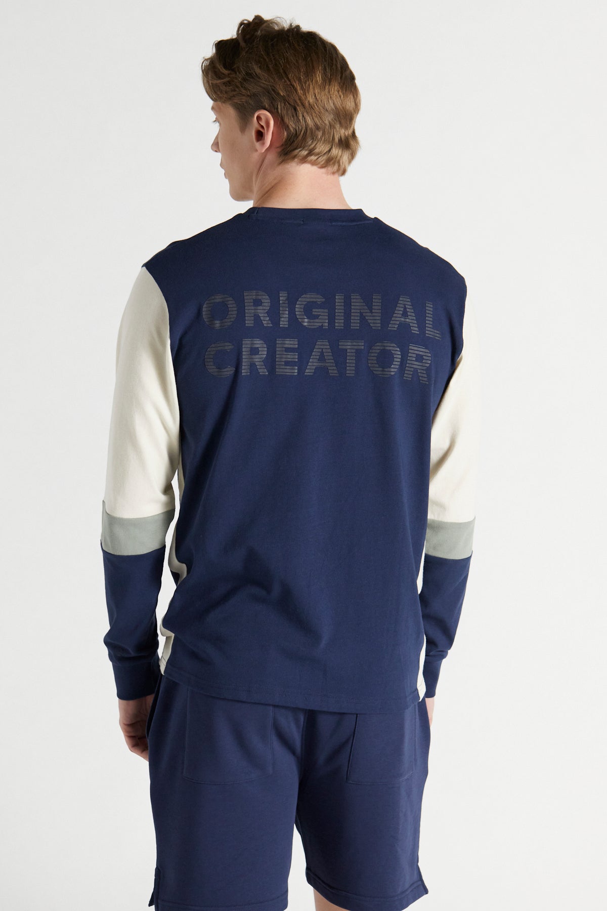 Colour Block Long Sleeve T-Shirt - Midnight Blue