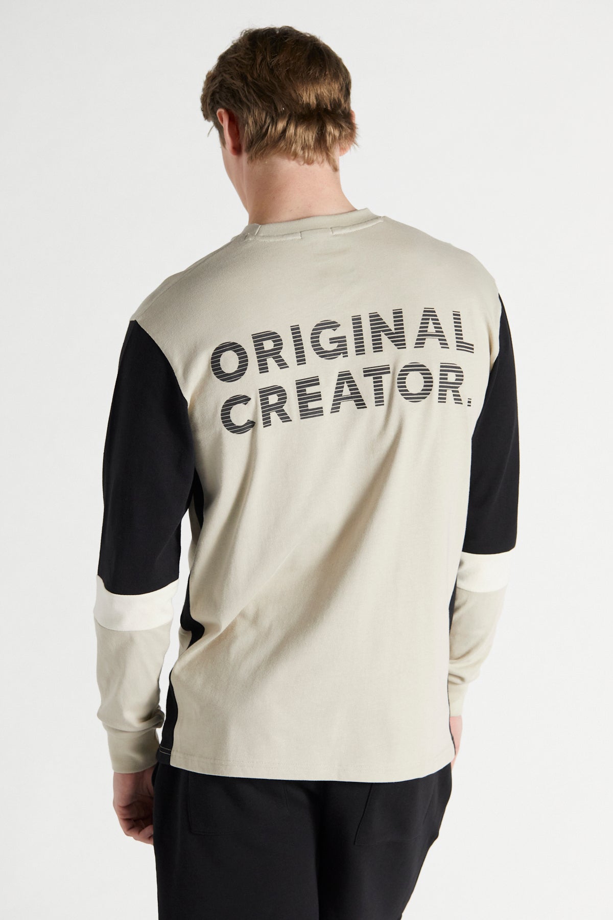 Colour Block Long Sleeve T-Shirt - Sand Stone