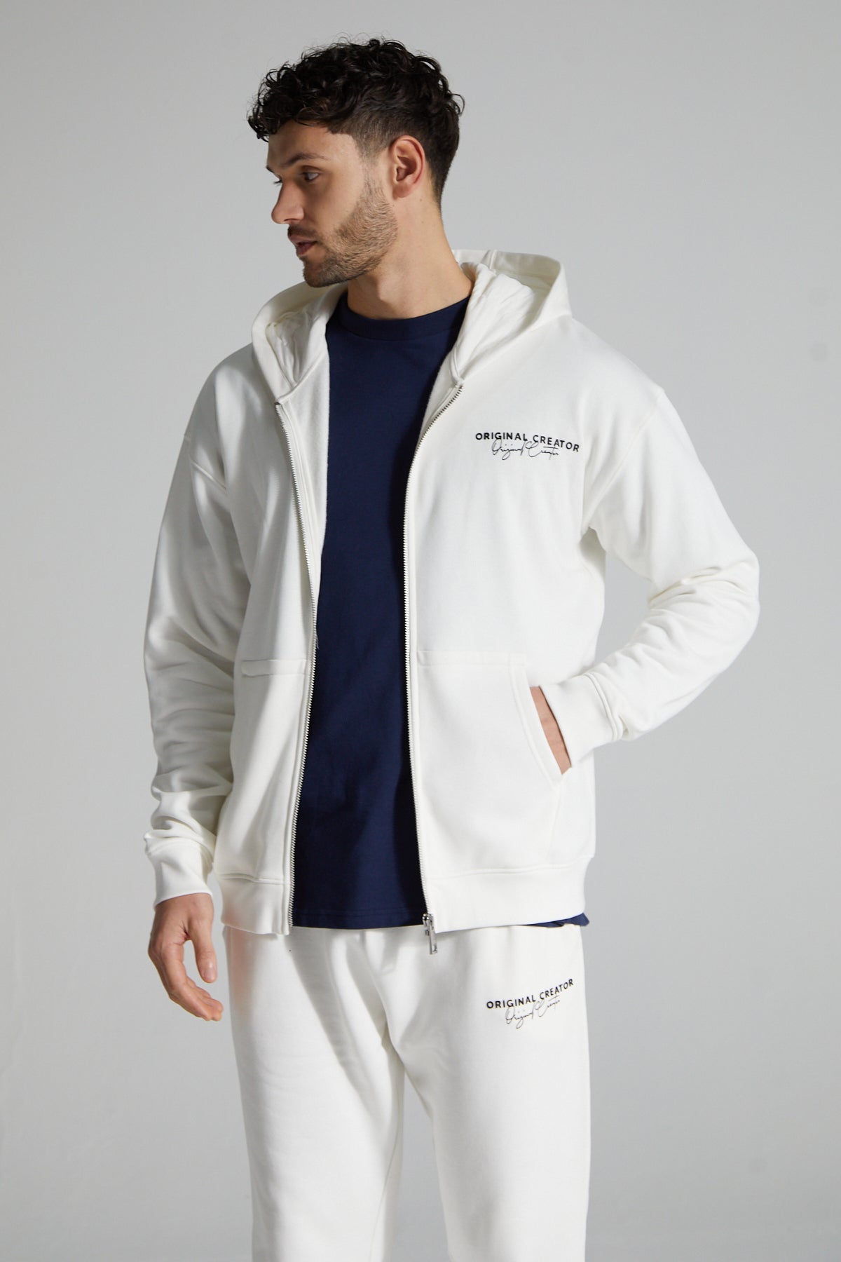 Original Zip Hoodie- Paper White