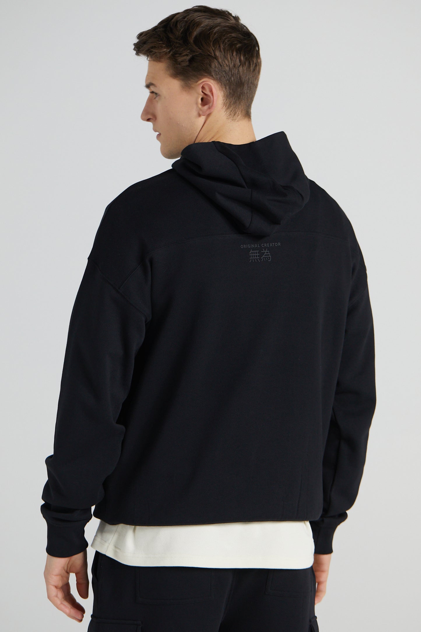Wu Wei Pique Hoodie - Jet Black