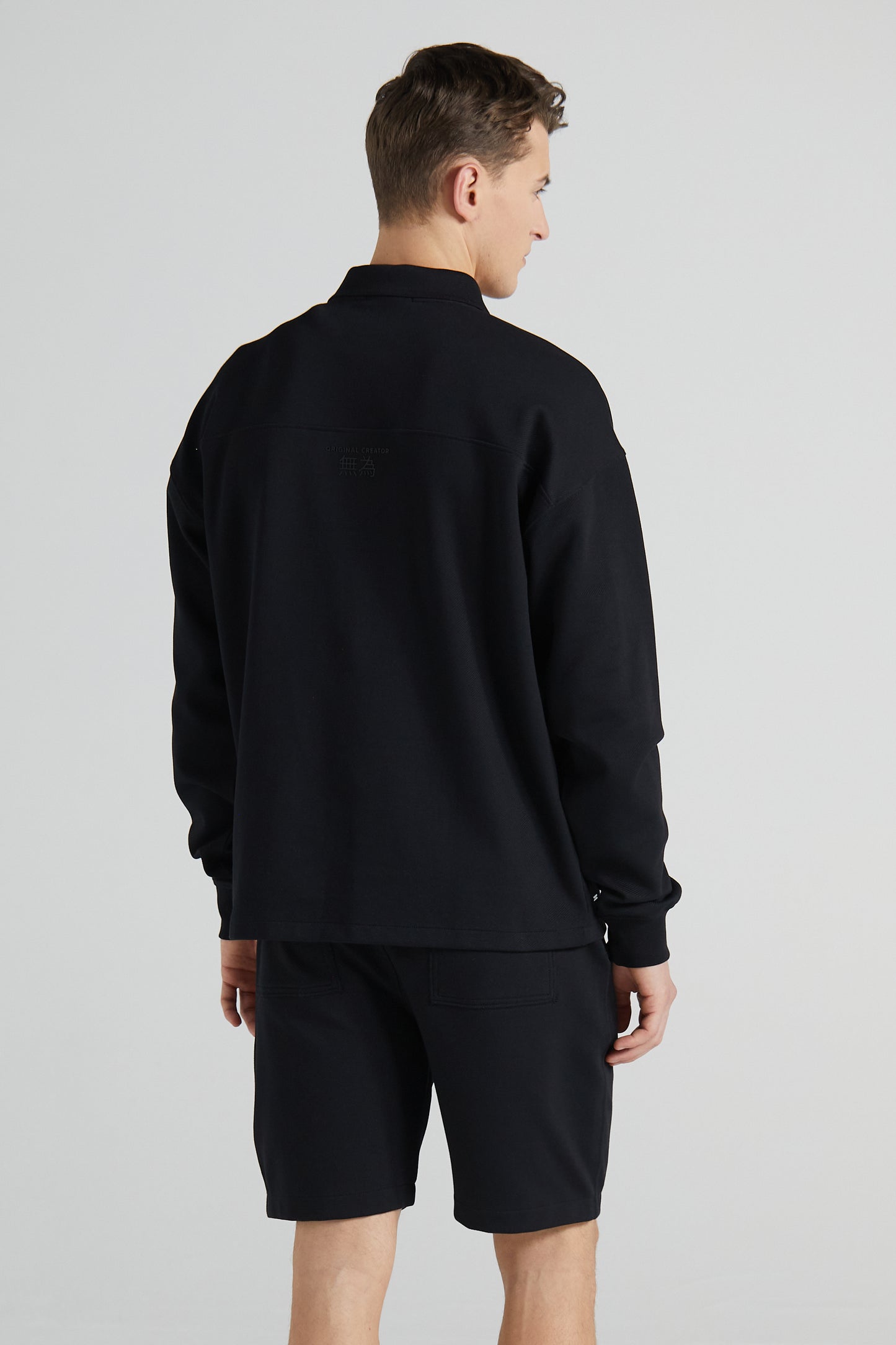 Long Sleeve Polo Shirt - Jet Black