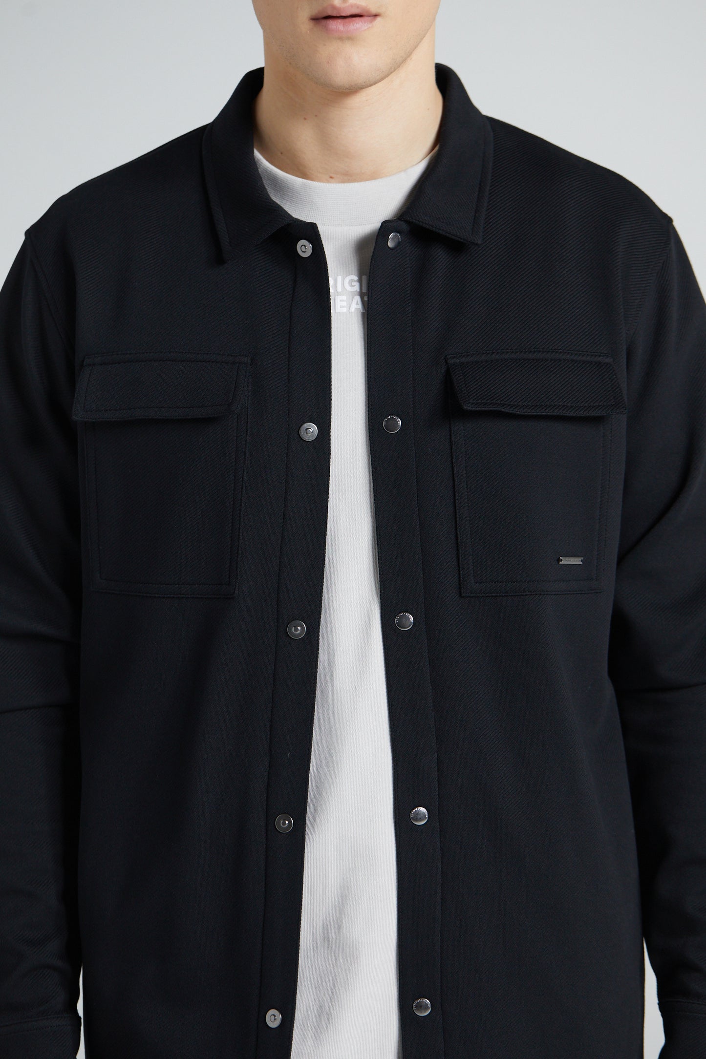 Jersey Twill Shacket - Jet Black