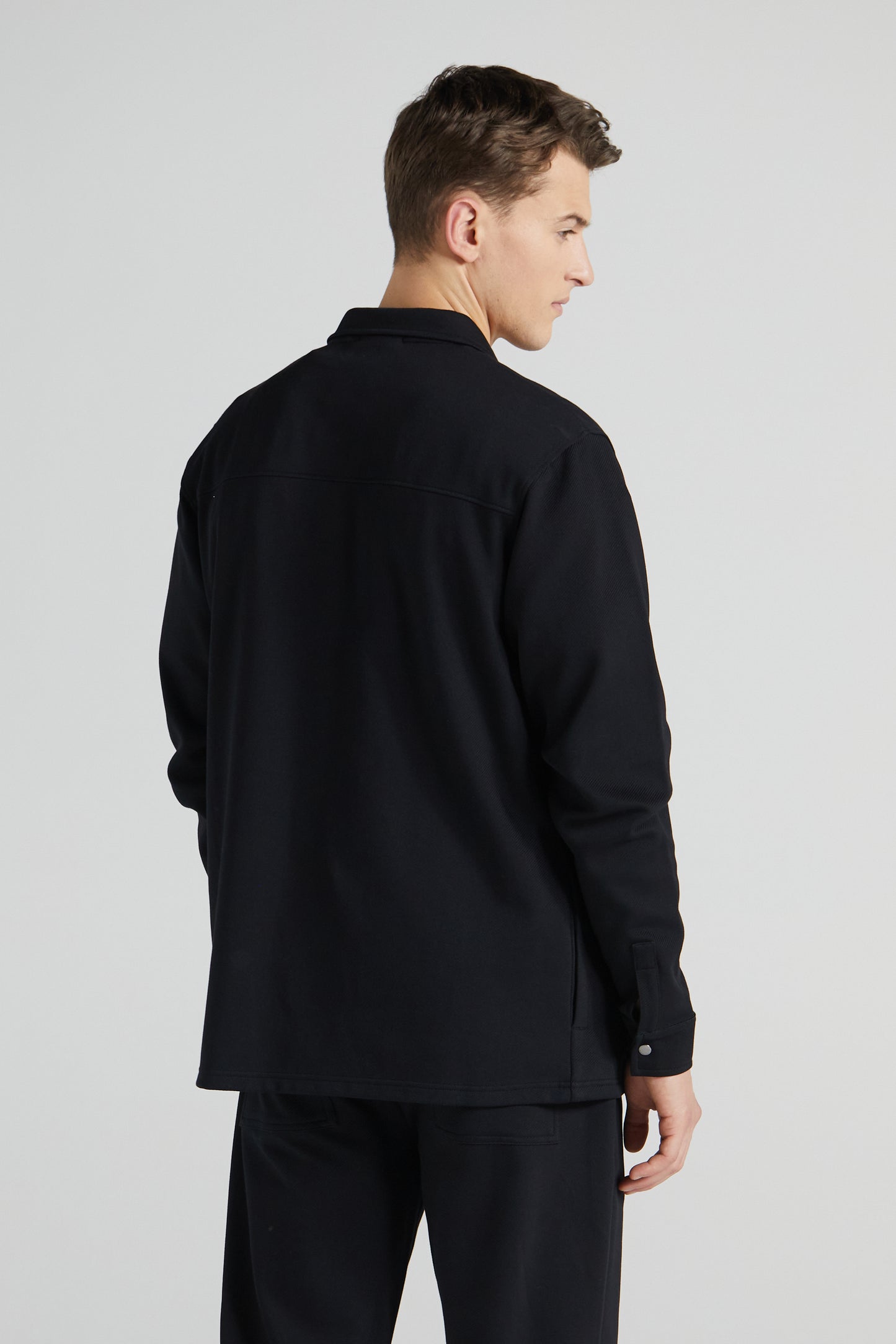 Jersey Twill Shacket - Jet Black