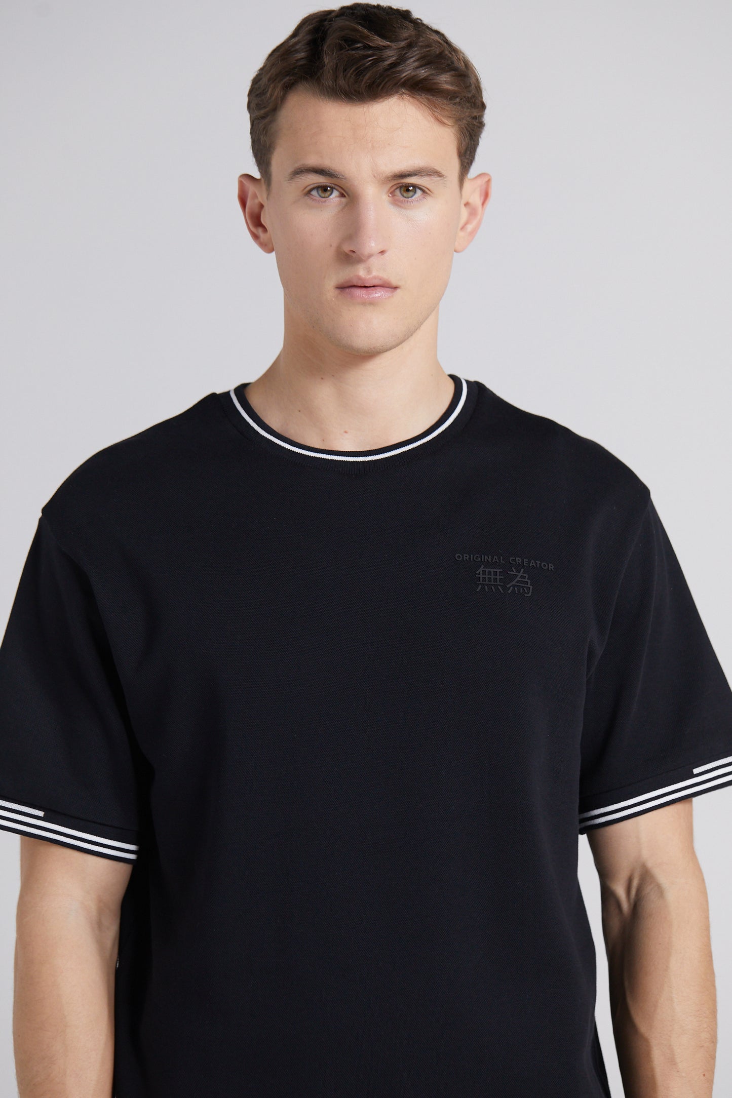 Boxy Pique Crew T-Shirt - Jet Black