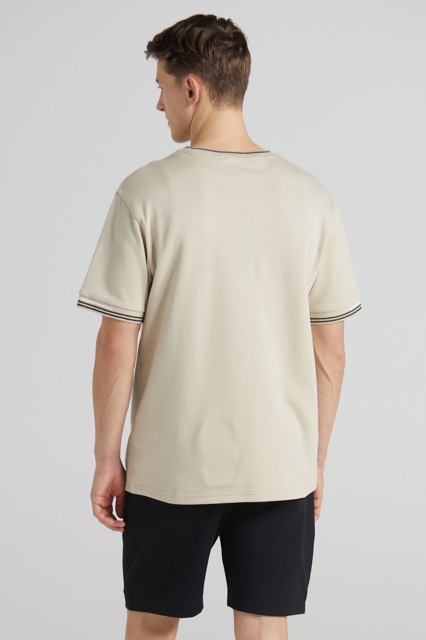 Boxy Pique Crew T-Shirt - Sand Stone
