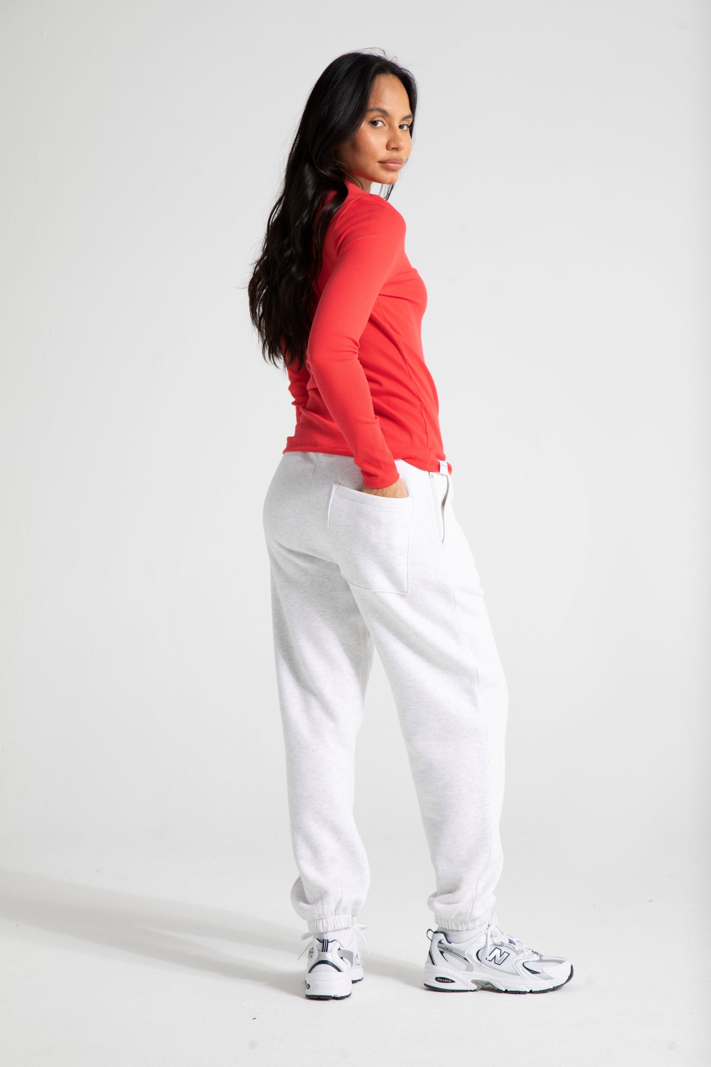 Classic Cuffed Joggers - White Marl