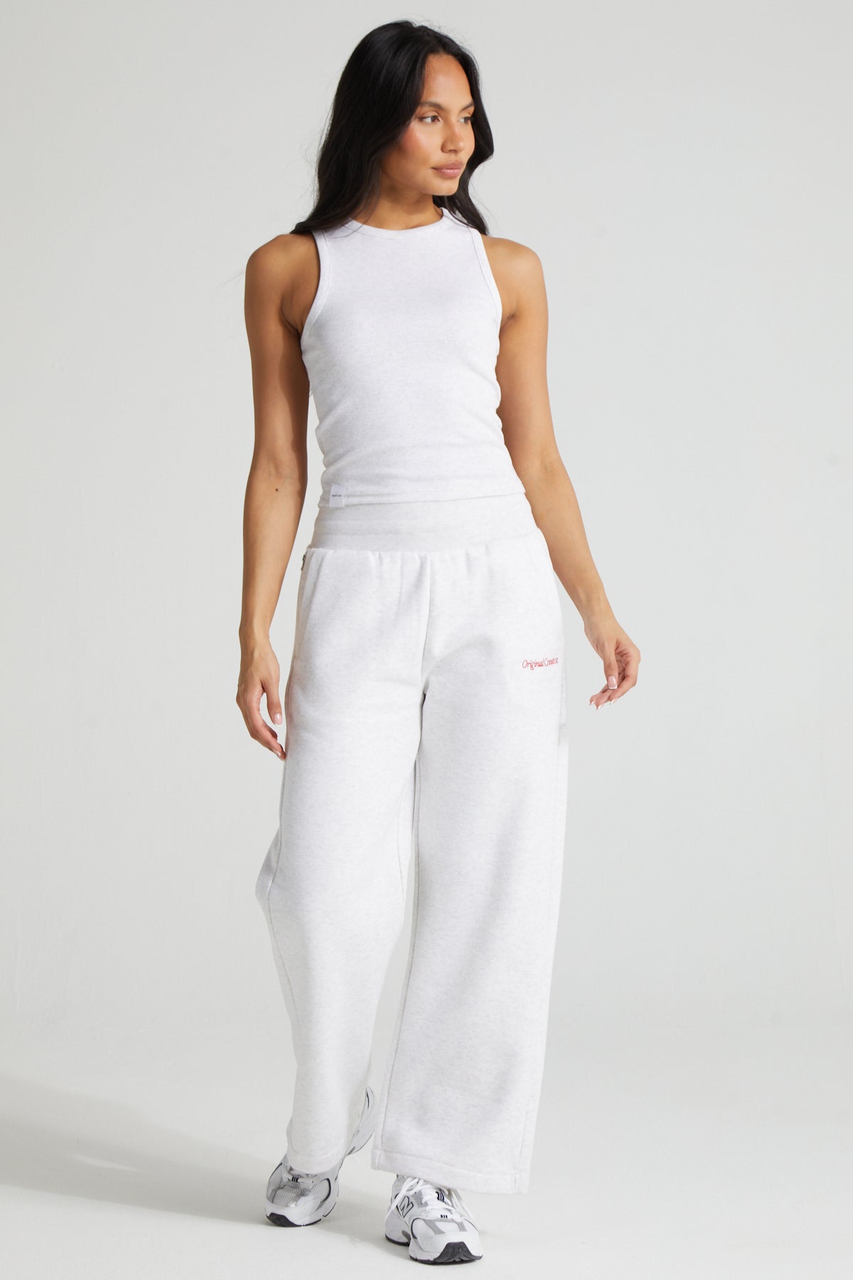 Wide Leg Jogger -White Marl