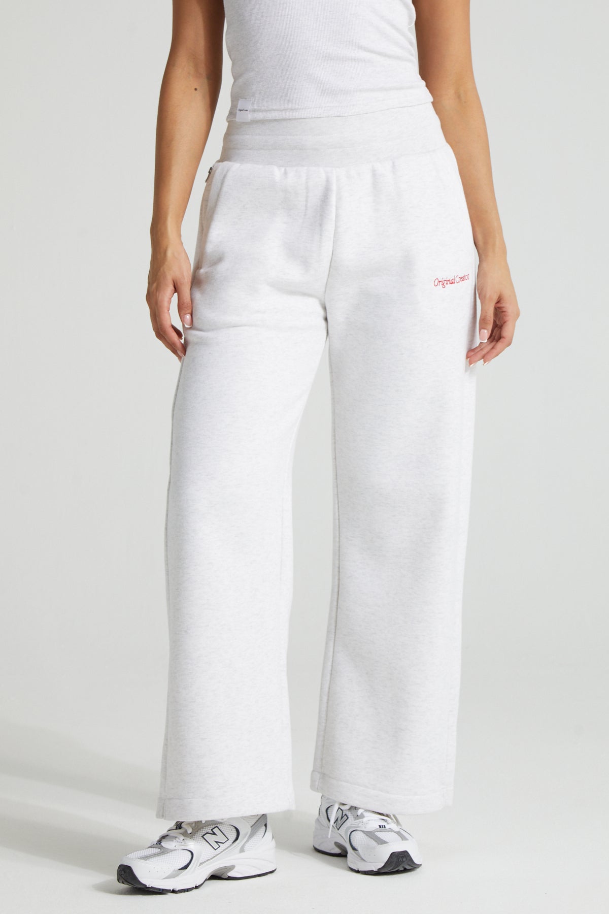 Wide Leg Jogger -White Marl