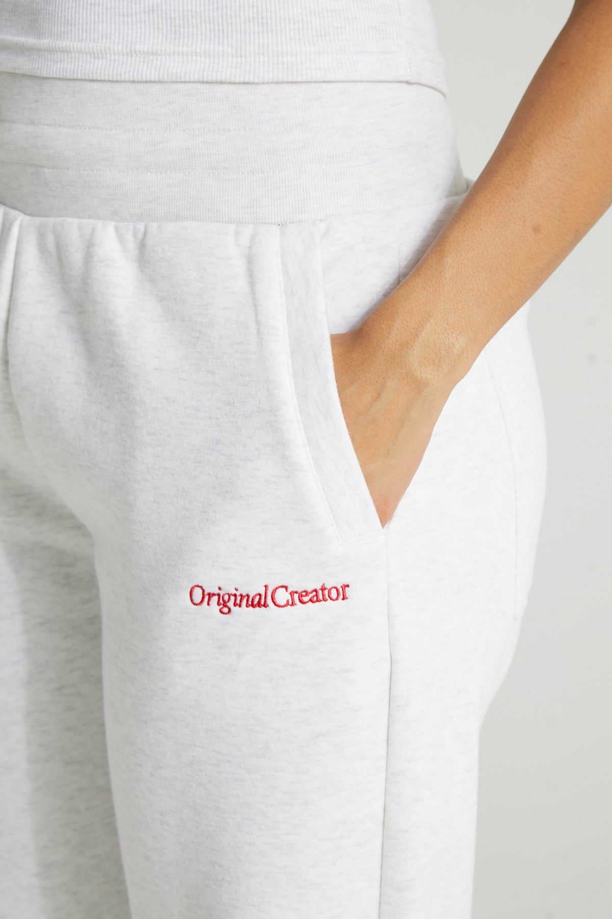 Wide Leg Jogger -White Marl