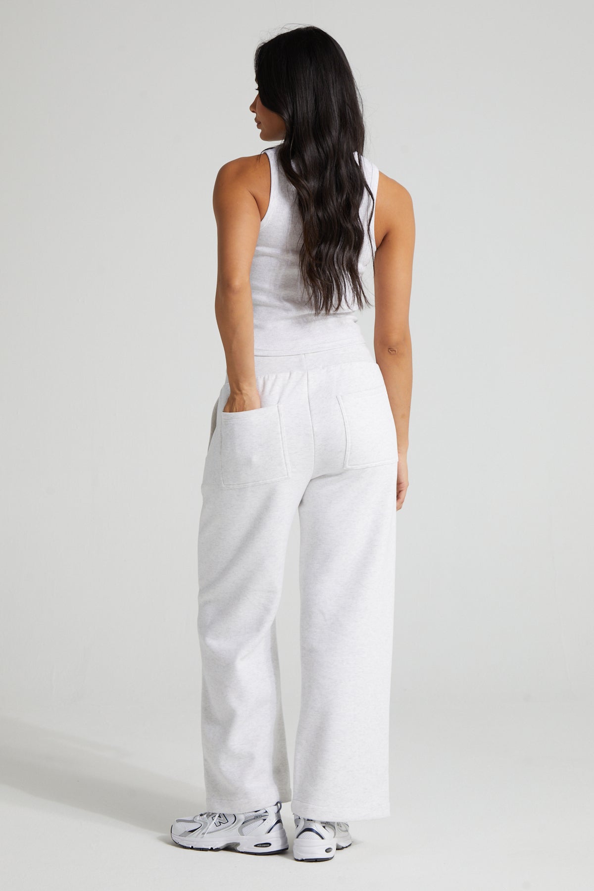Wide Leg Jogger -White Marl