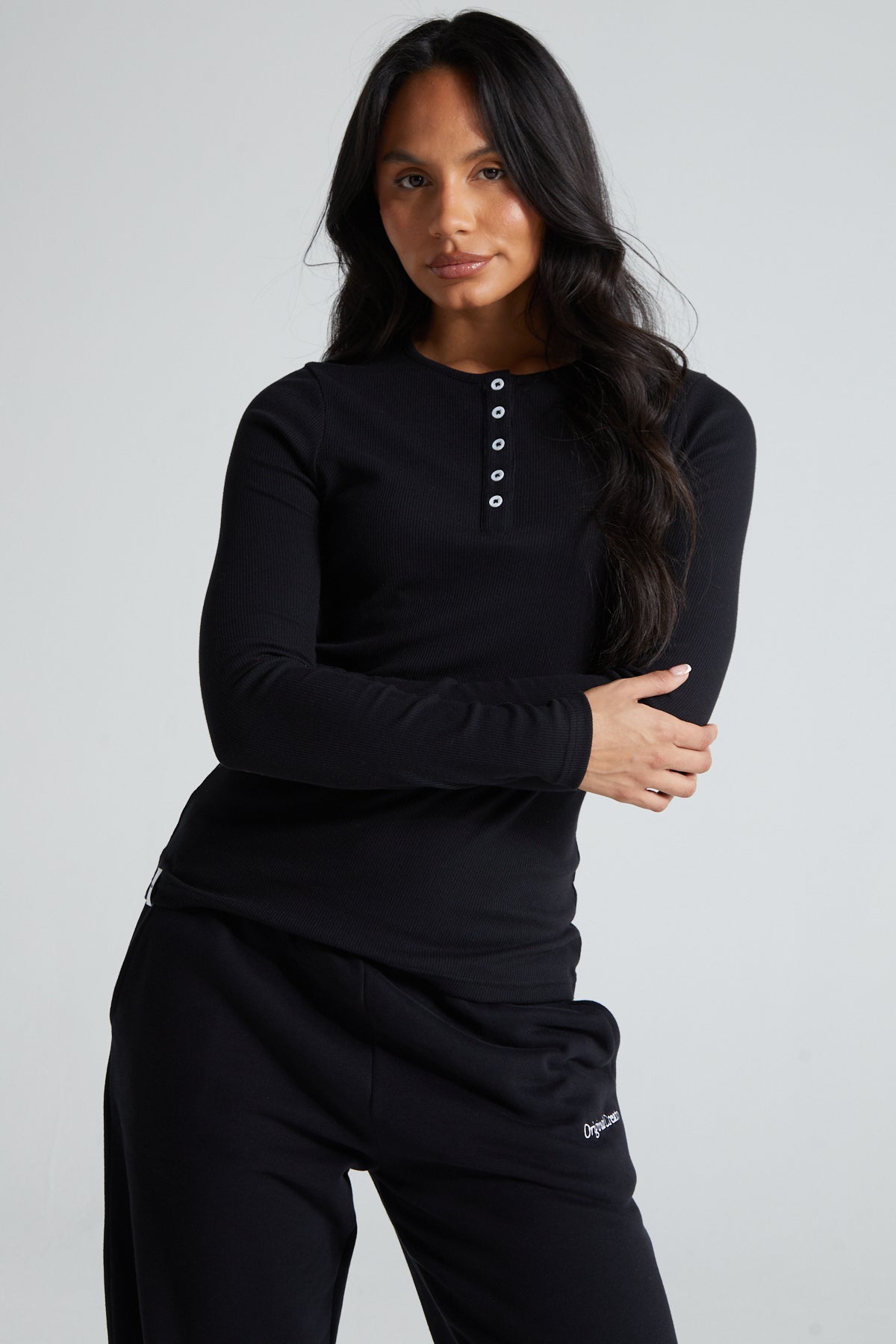 Long Sleeve Slim Fit Top - Jet Black