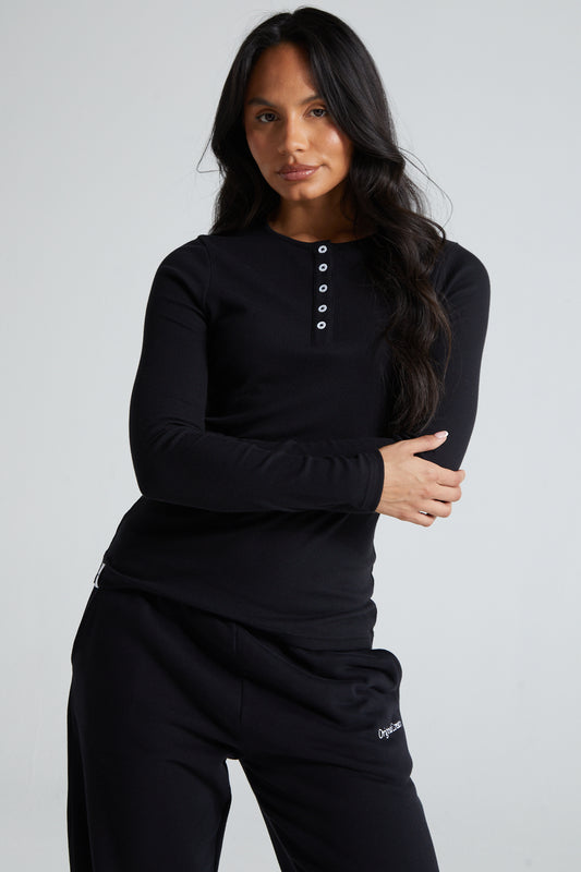 Long Sleeve Slim Fit Top - Jet Black