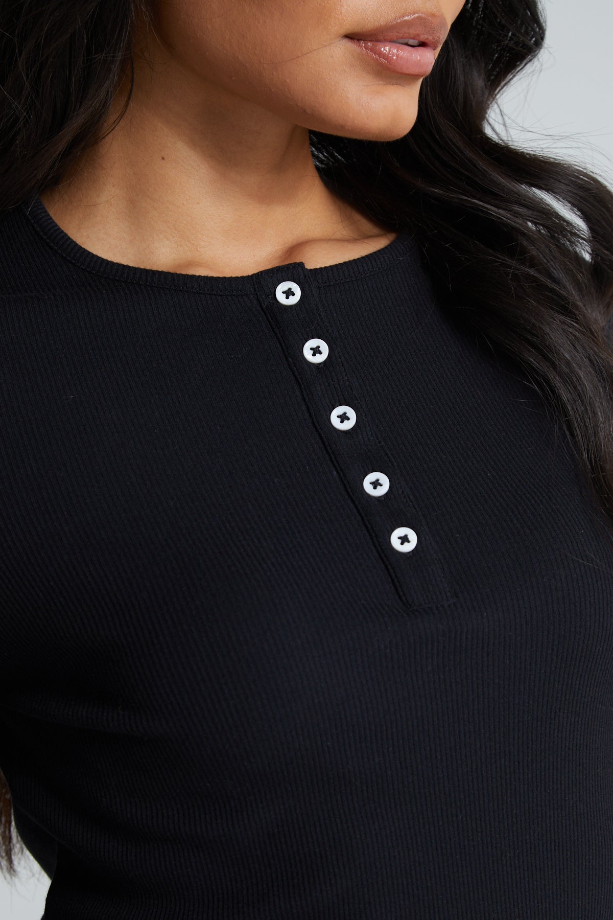 Long Sleeve Slim Fit Top - Jet Black