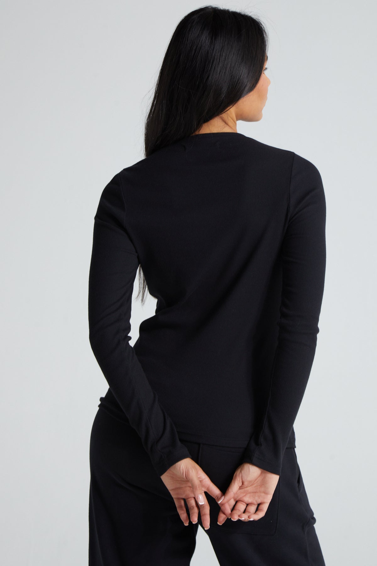 Long Sleeve Slim Fit Top - Jet Black