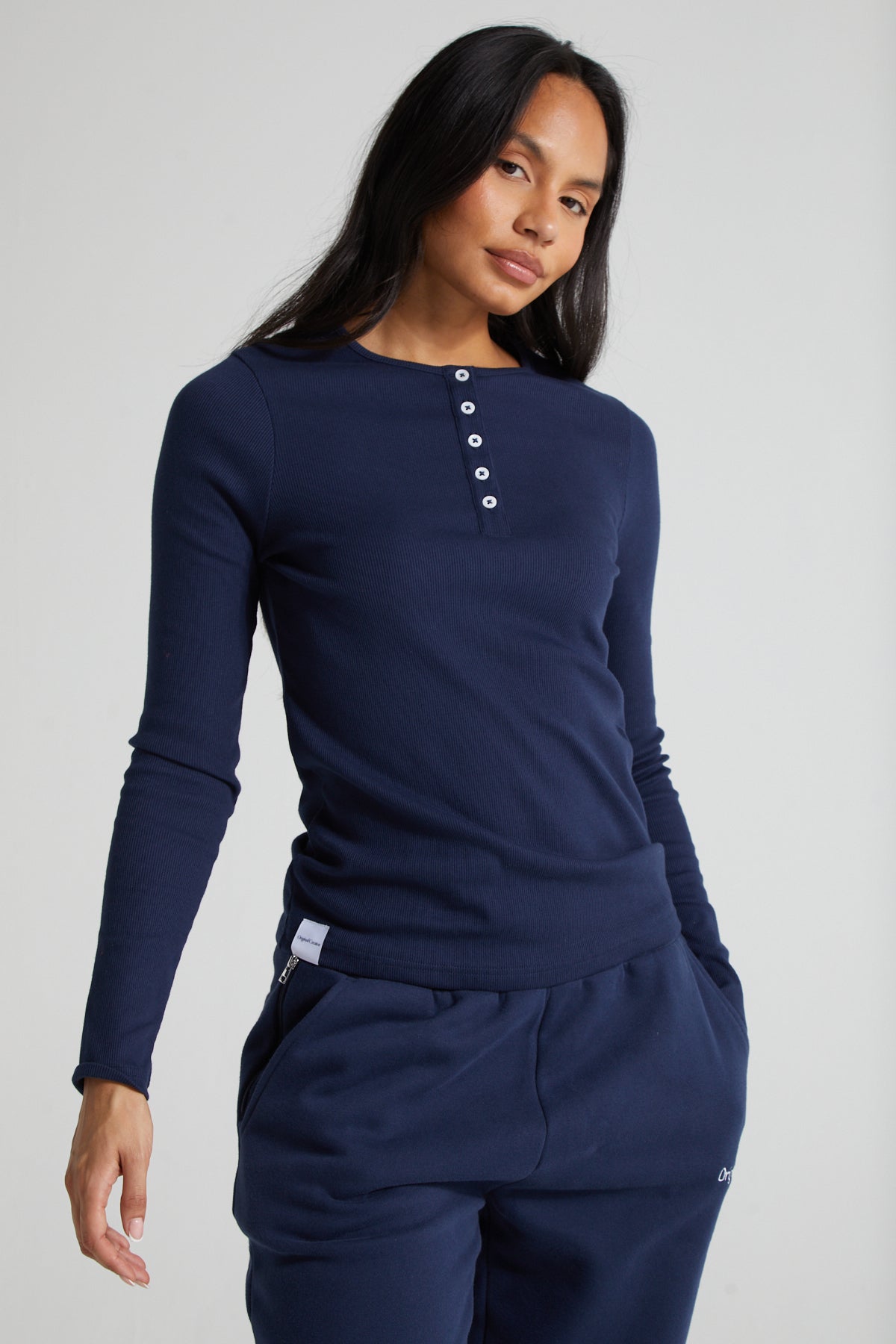 Long Sleeve Slim Fit Top - Midnight Blue