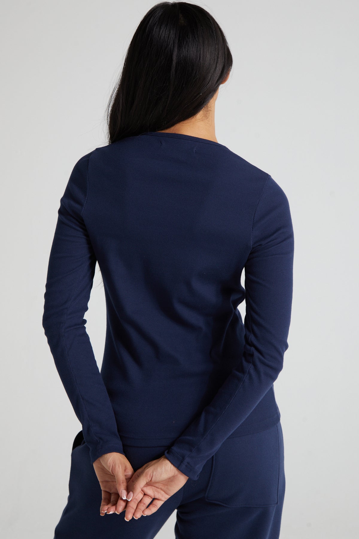 Long Sleeve Slim Fit Top - Midnight Blue