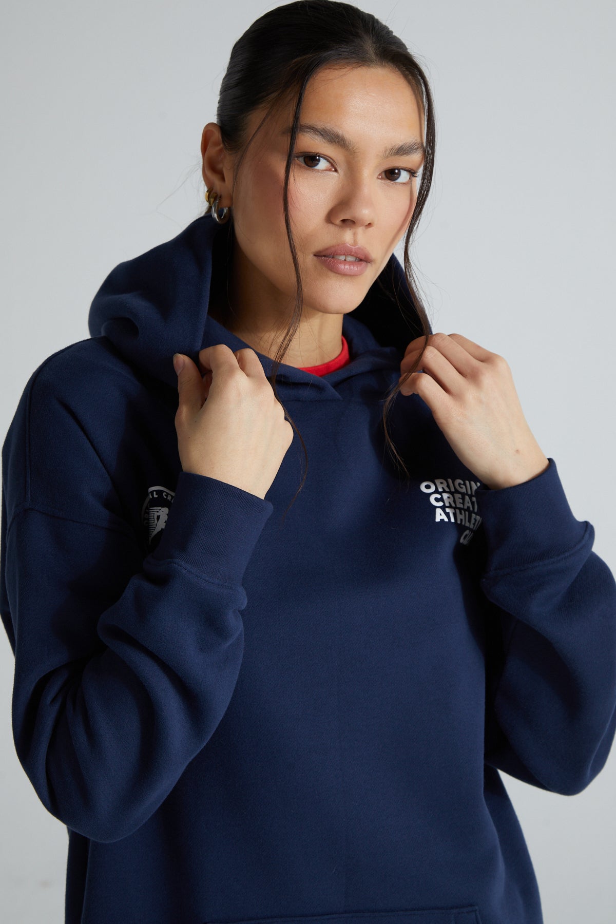Athletic Long Line Hoodie - Midnight Blue