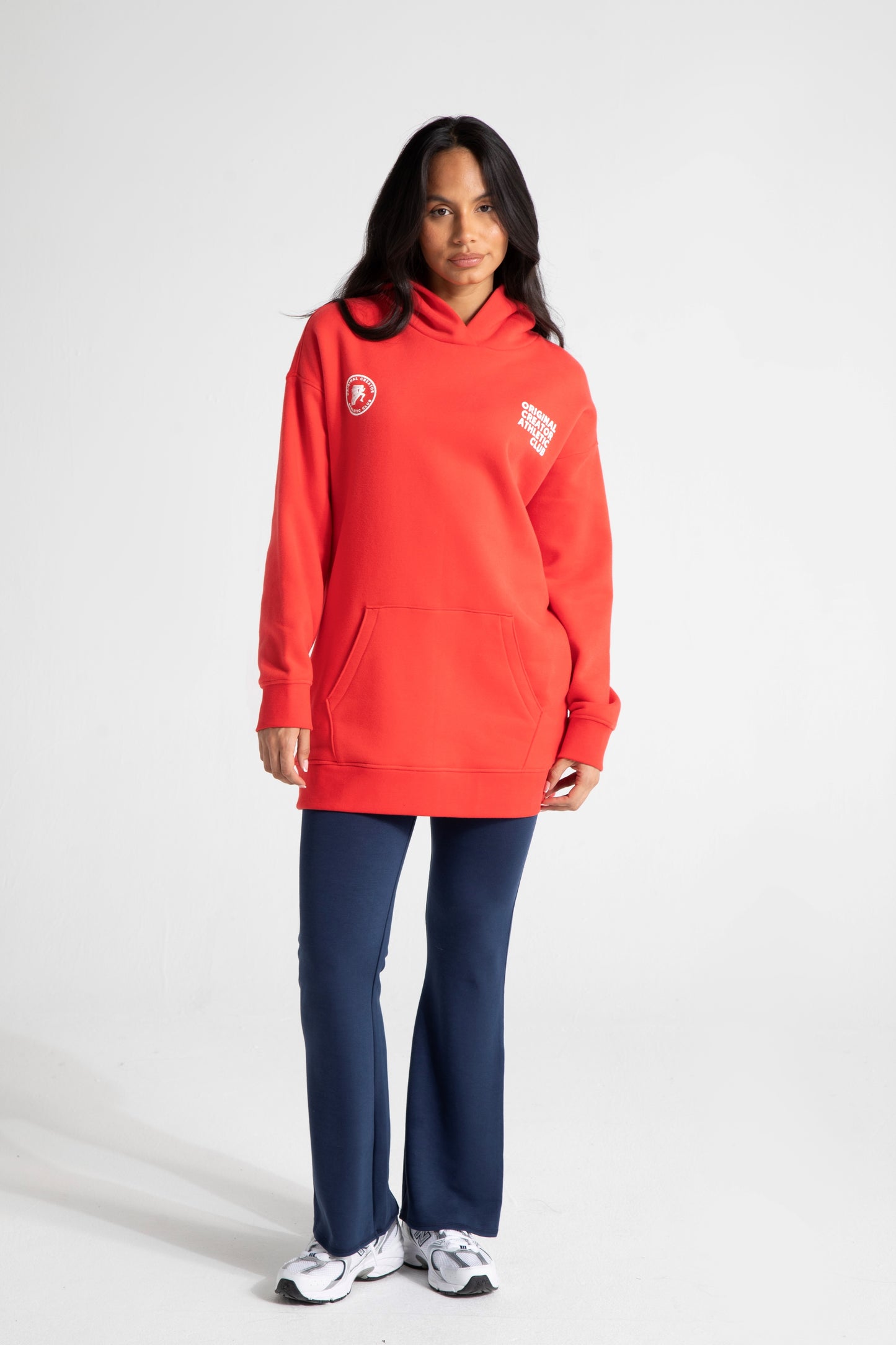 Athletic Long Line Hoodie - Poppy Red