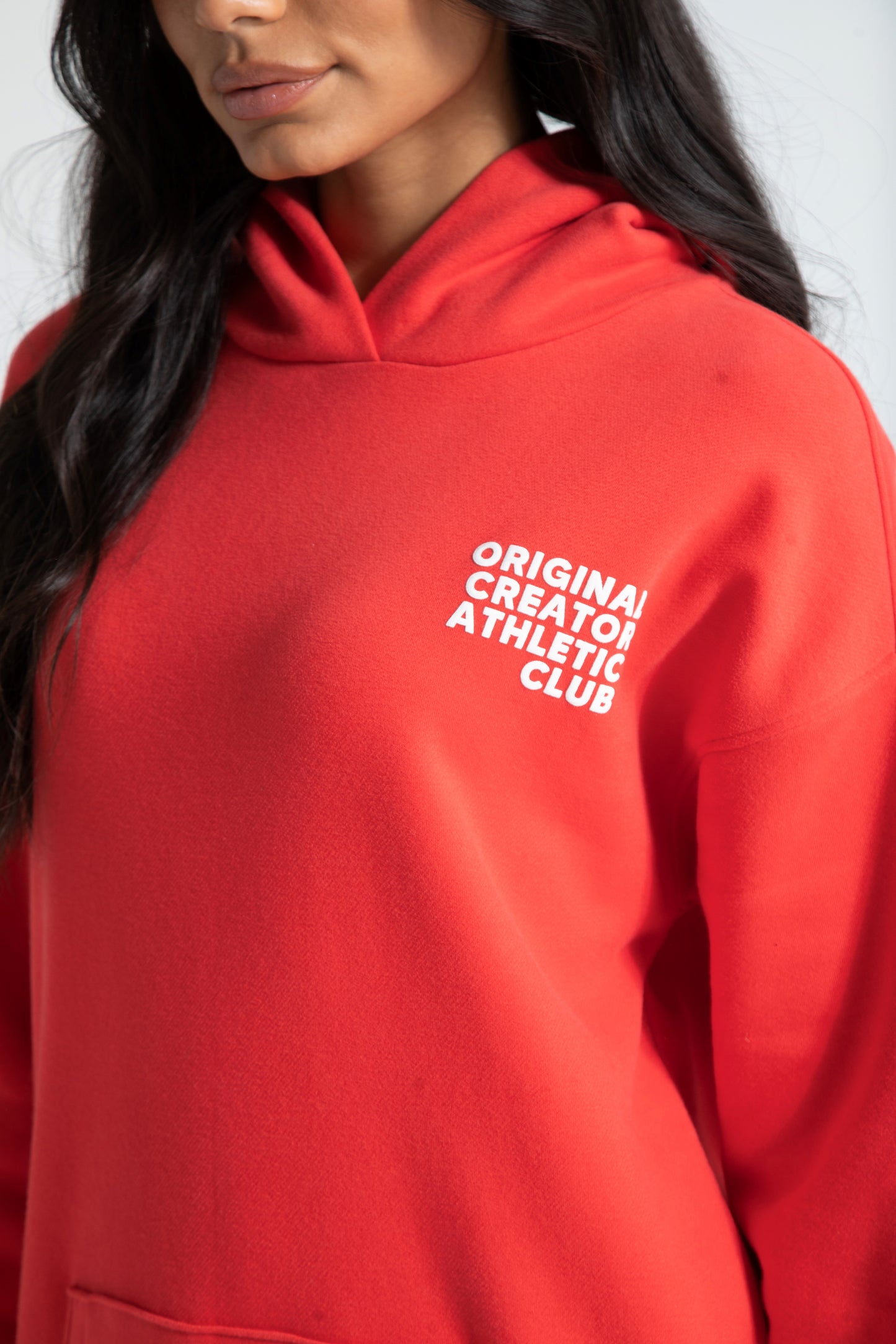 Athletic Long Line Hoodie - Poppy Red