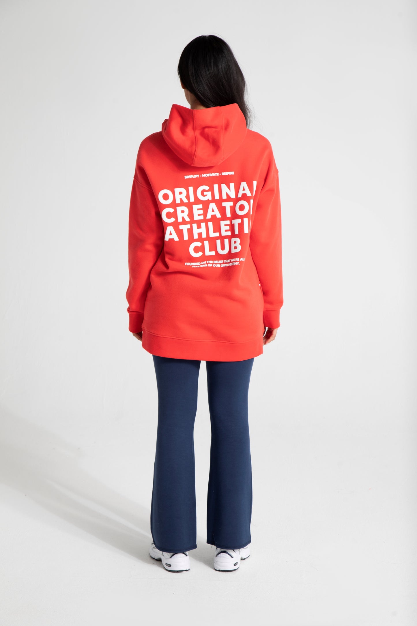 Athletic Long Line Hoodie - Poppy Red