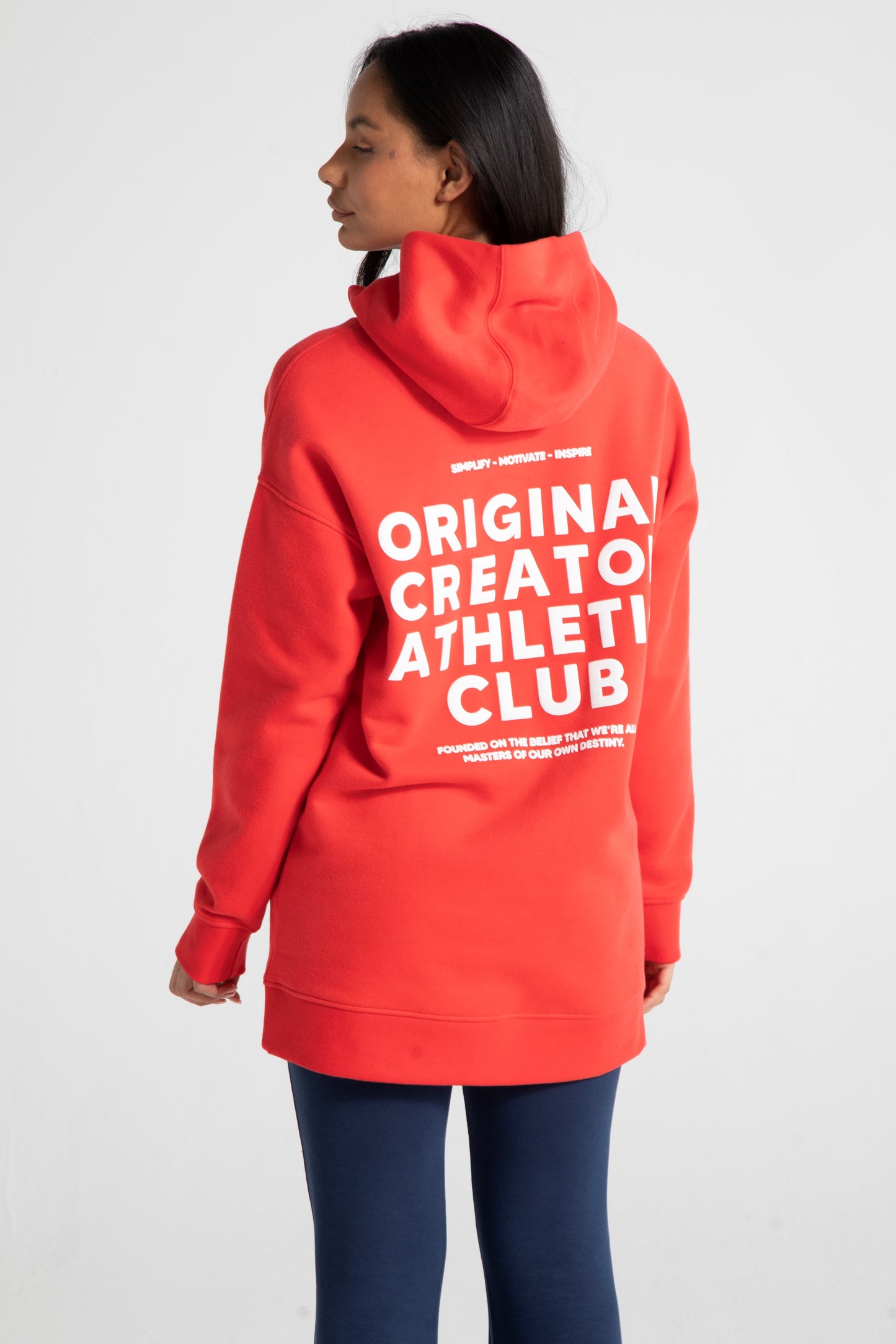 Athletic Long Line Hoodie - Poppy Red