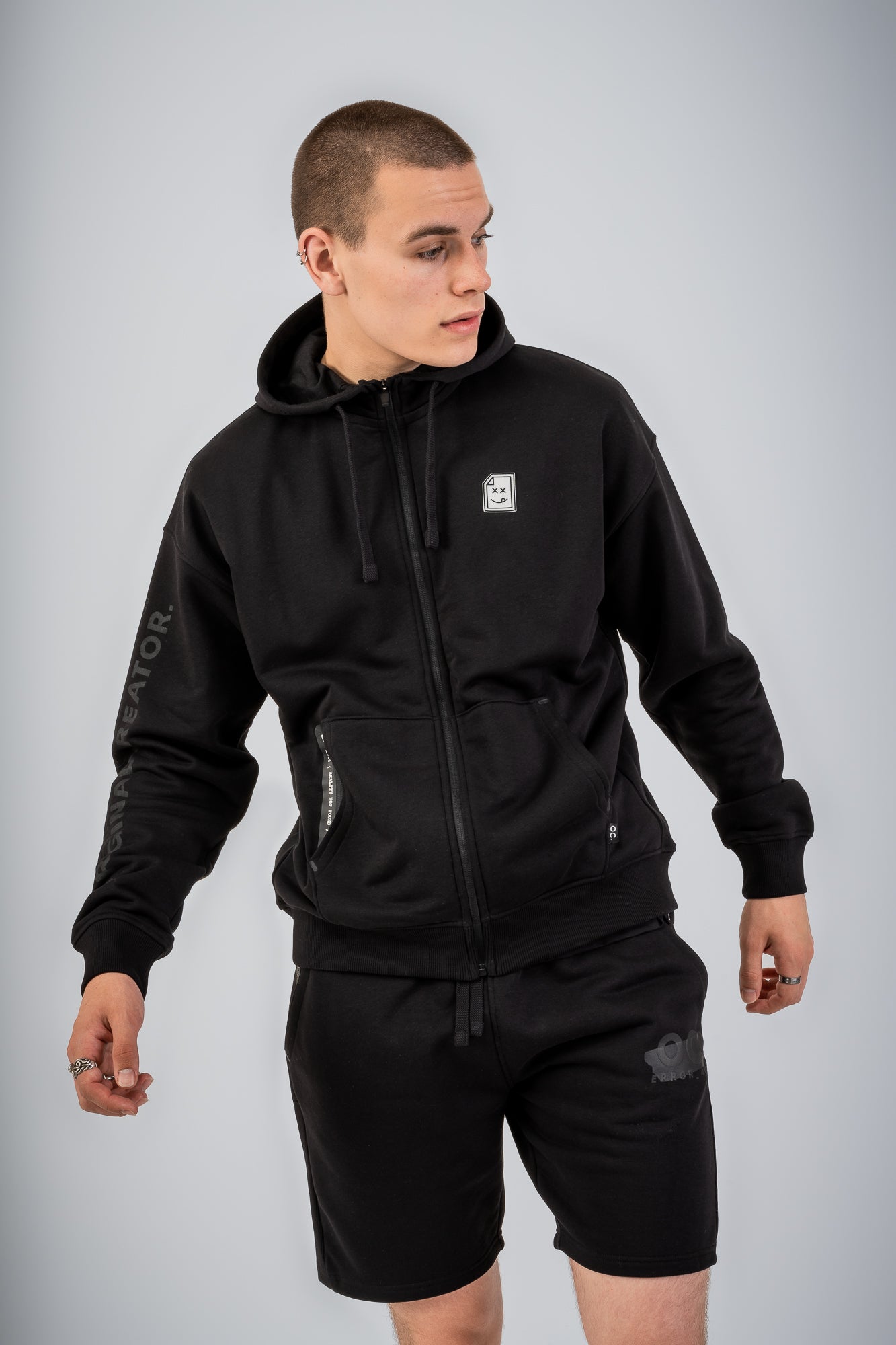 Error_404 Zip Hoodie - Jet Black