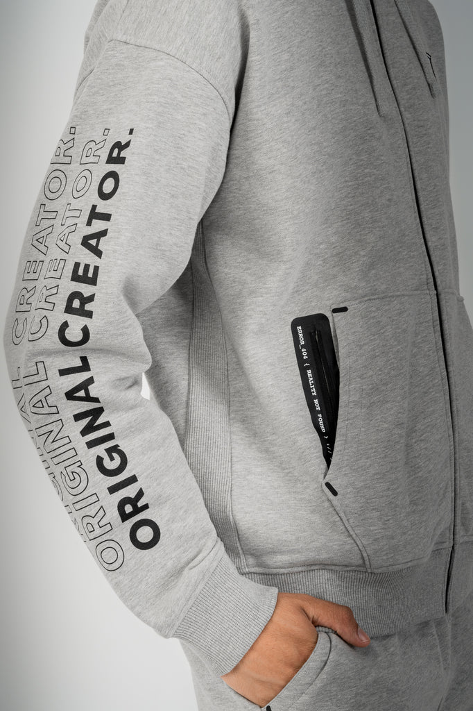 Error_404 Zip Hoodie - Granite Grey