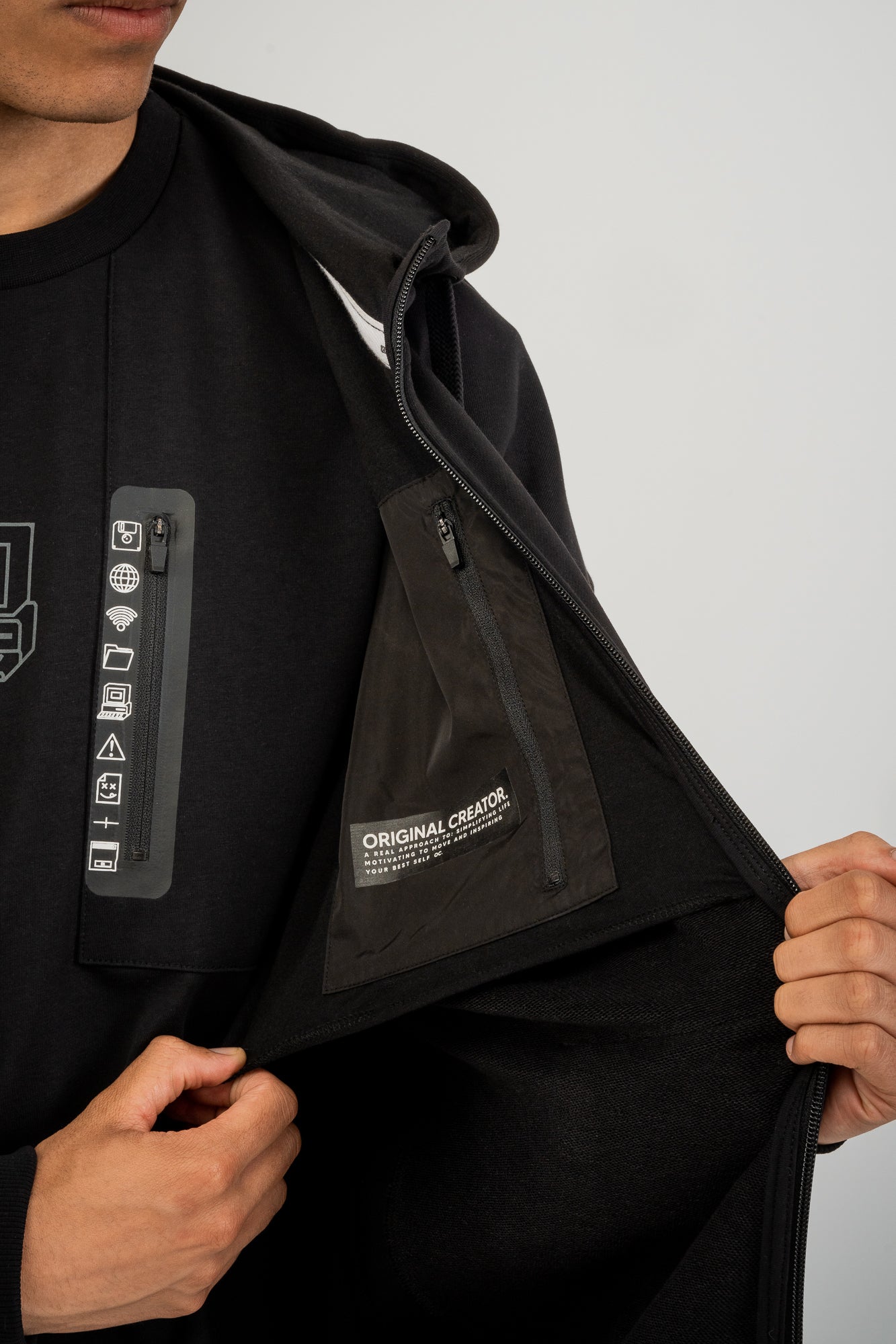 Error_404 Zip Hoodie - Jet Black