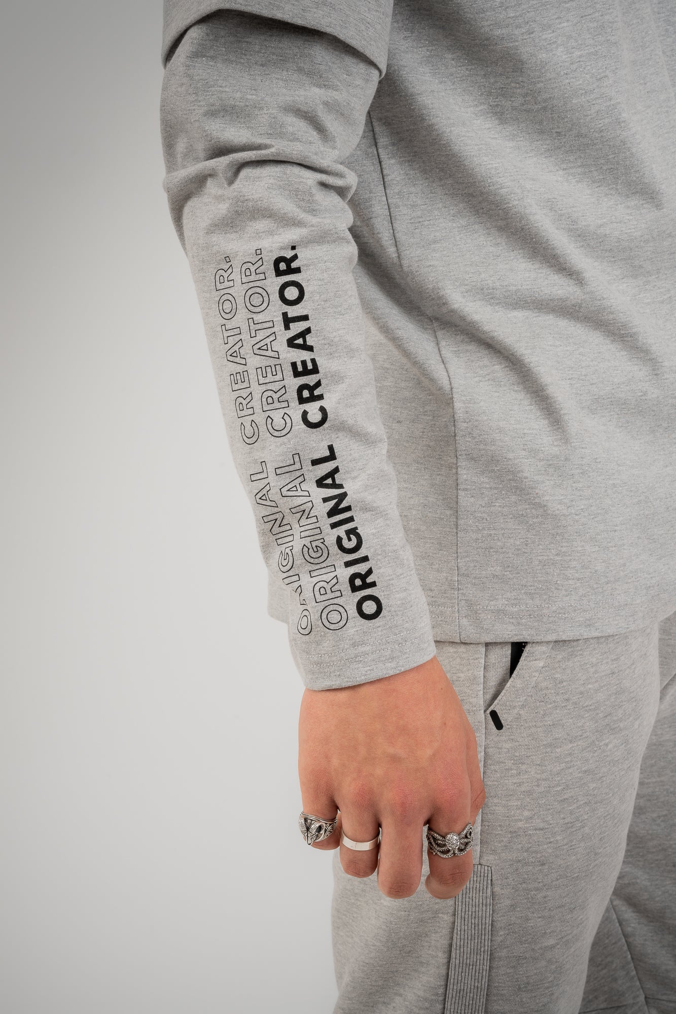 OC. Layered Sleeve T-Shirt - Granite Grey