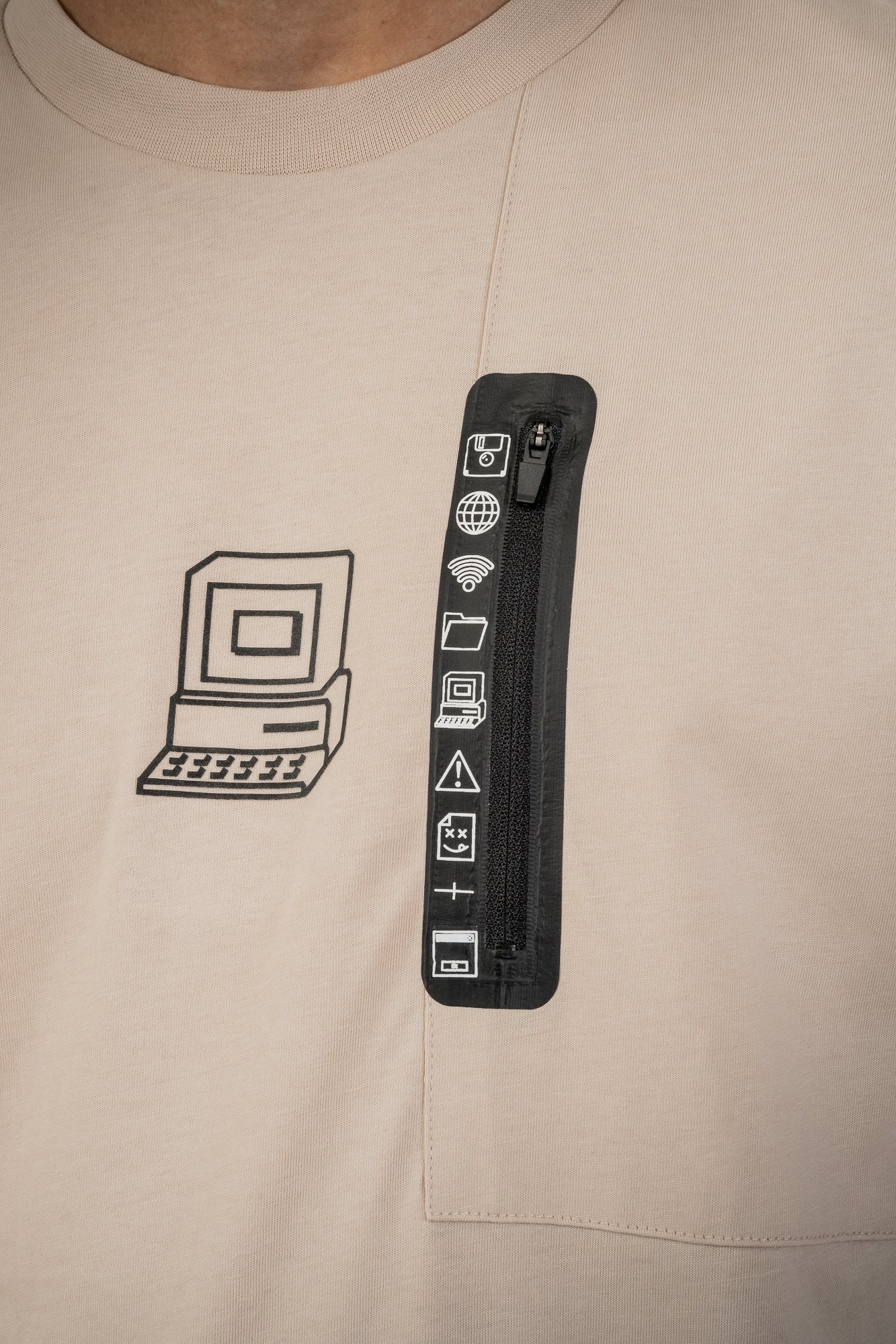 Computer Zip T-Shirt - Sand Stone