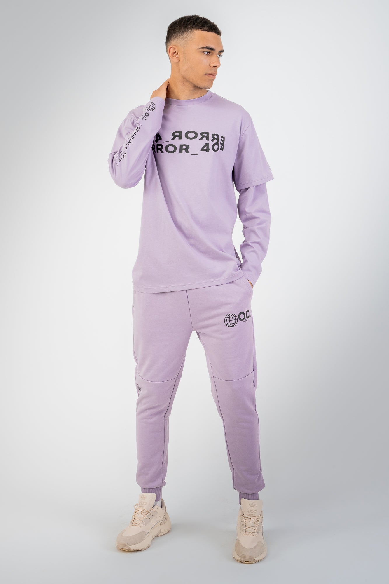 Error Circuit Layered Sleeved T-Shirt - Faded Lilac