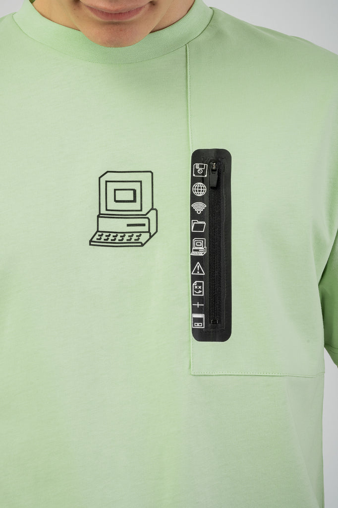 Computer Zip T-Shirt - Peppermint Green