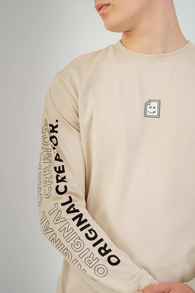Smiley_404 Long Sleeve T-Shirt - Sand Stone