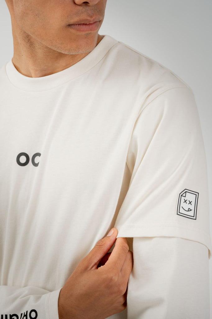 OC. Layered Sleeve T-Shirt - Off White