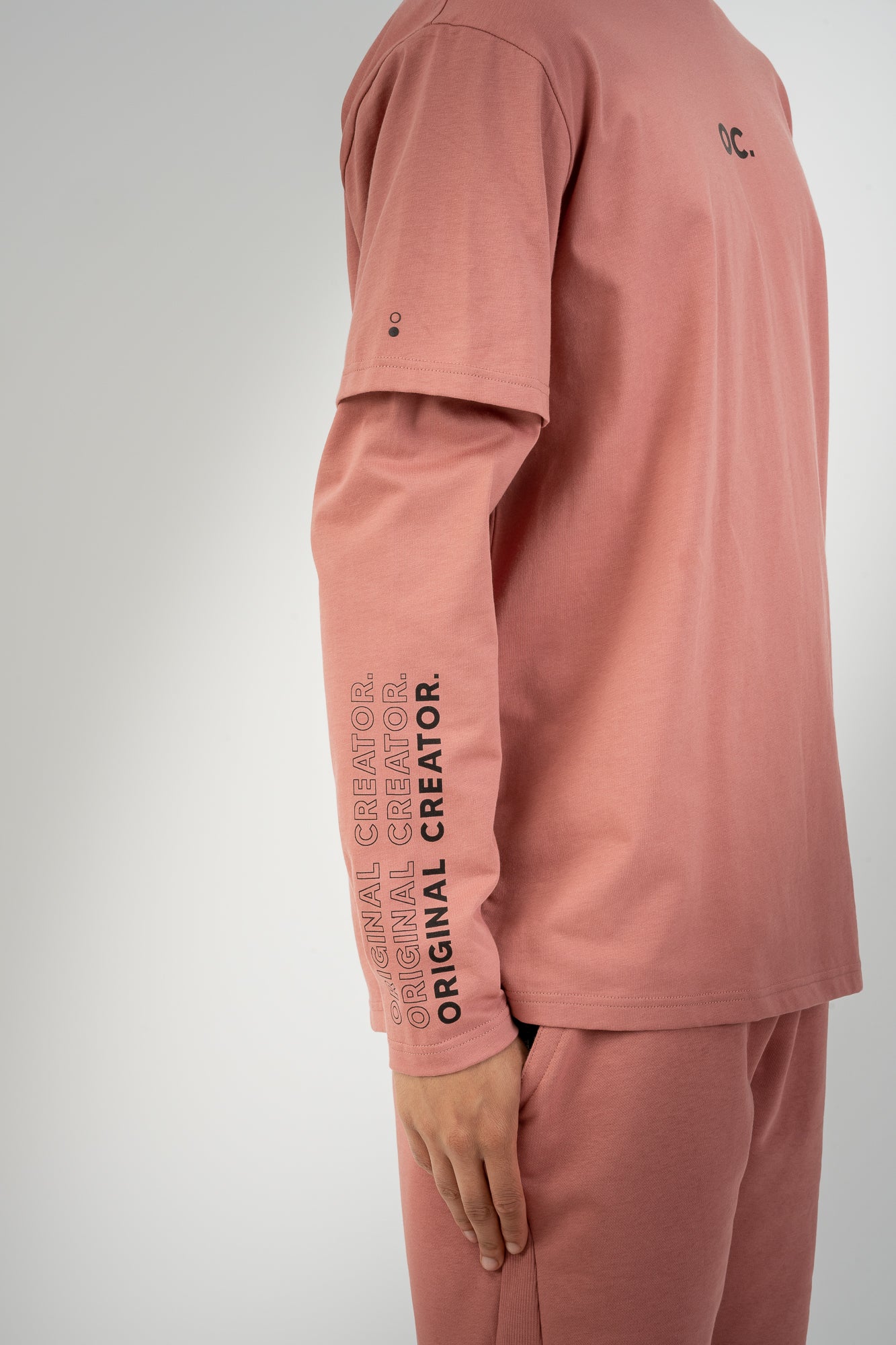 OC. Layered Sleeve T-Shirt - Dusky Pink