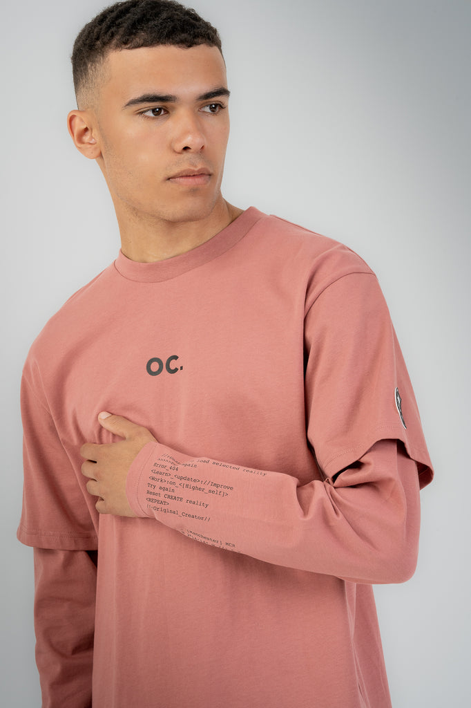 OC. Layered Sleeve T-Shirt - Dusky Pink