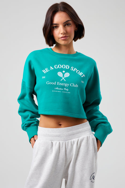 Tennis Crop Sweatshirt - Tennis Green