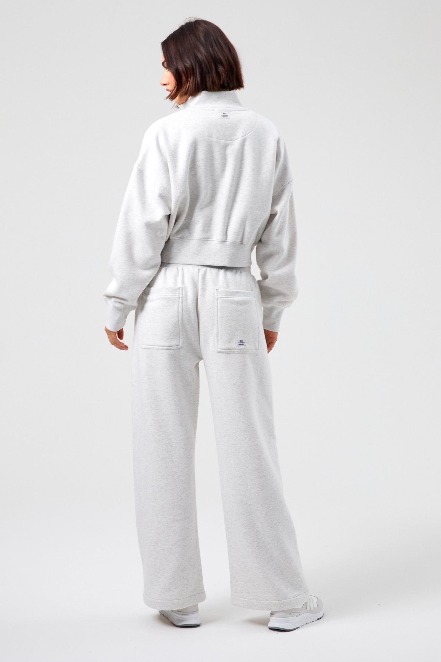 Joy Crop Half Zip - White Marl