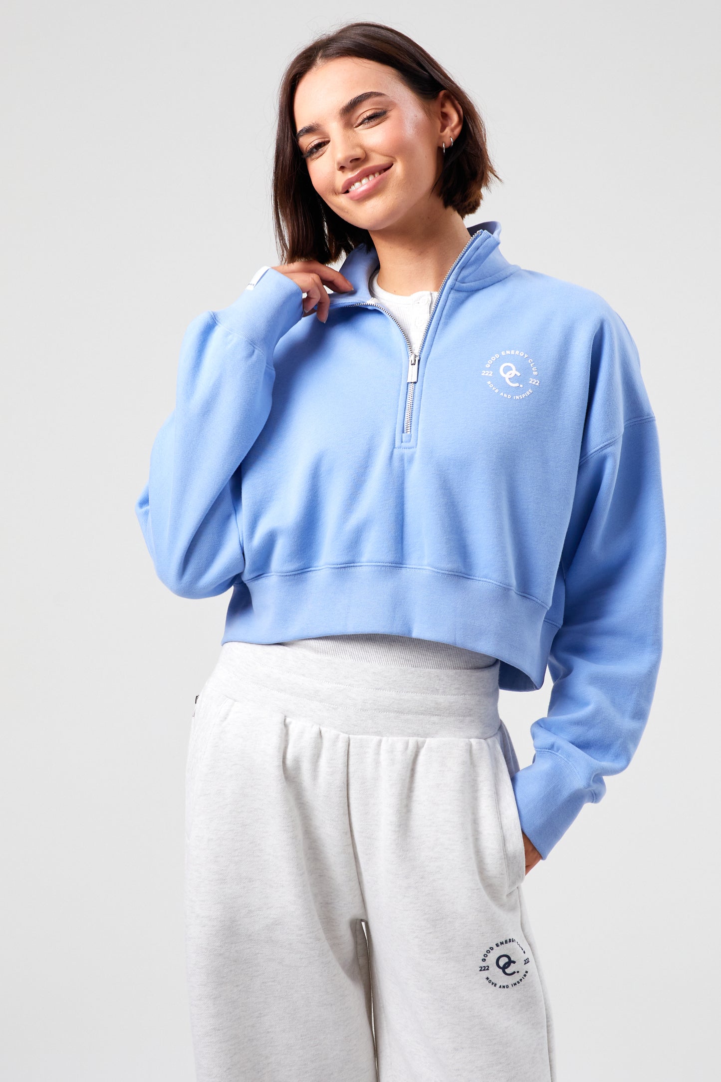 Joy Crop Half Zip - Periwinkle