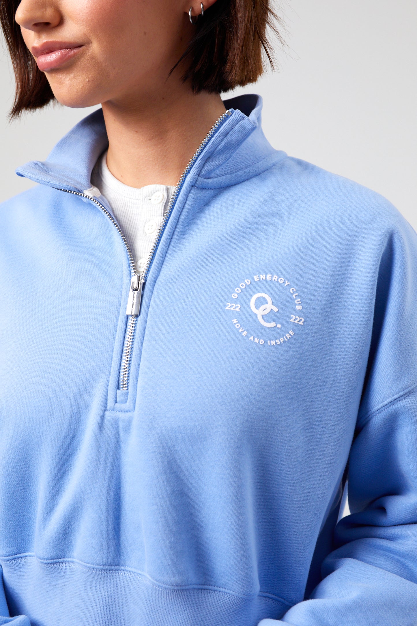 Joy Crop Half Zip - Periwinkle