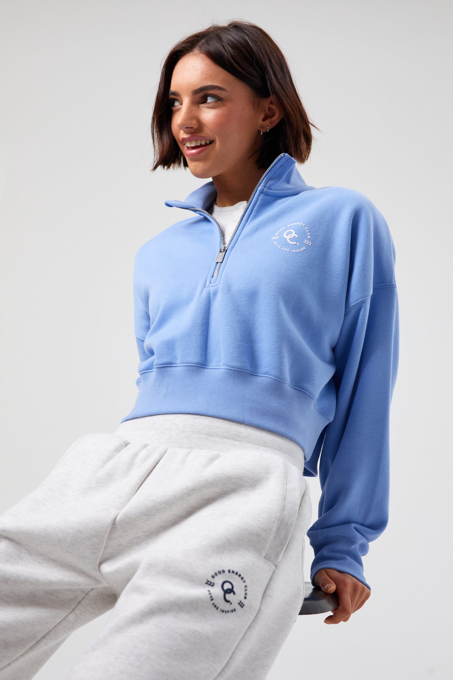 Joy Crop Half Zip - Periwinkle